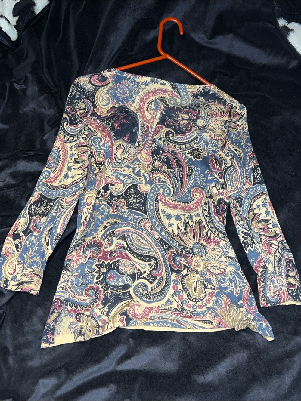 Ralph Lauren Green label Paisley Long Sleeve Women’s Top - Blue, Cream & Pink S
